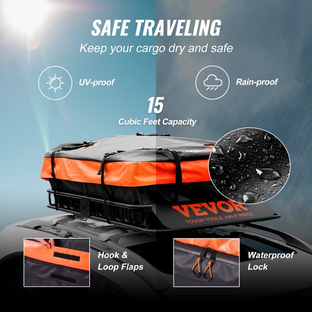 Panier de toit pour voiture, panier de toit universel 1305 x 915 x 127 mm, bac de toit incl. sac 90 kg capacité de charge porte-bagages porte-bagages noir pour le camping, les voyages, etc.