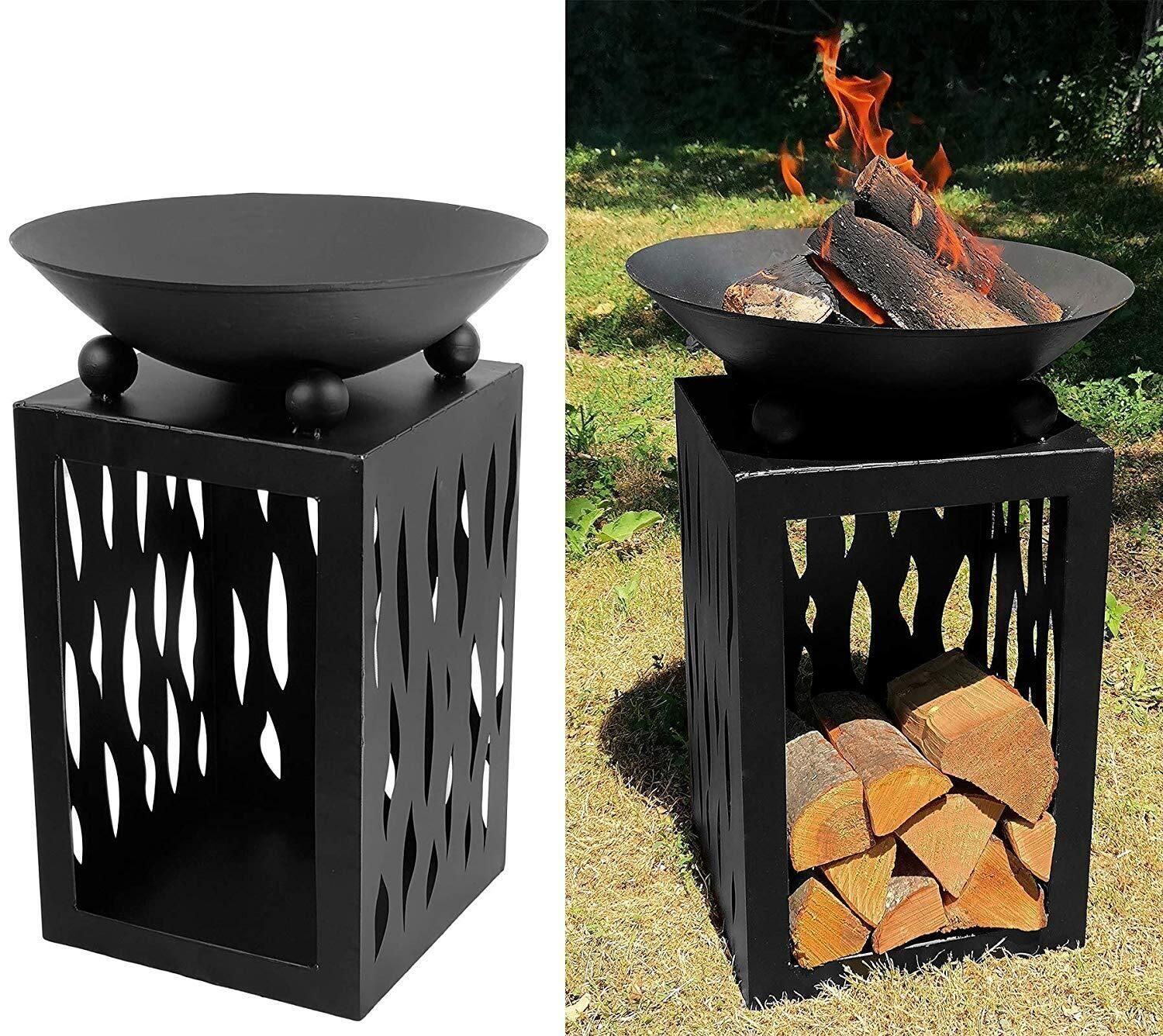 Designer Fire Bowl Decorative Campfire Bowl Fire Pit Garden Fire Basket Large 80cm