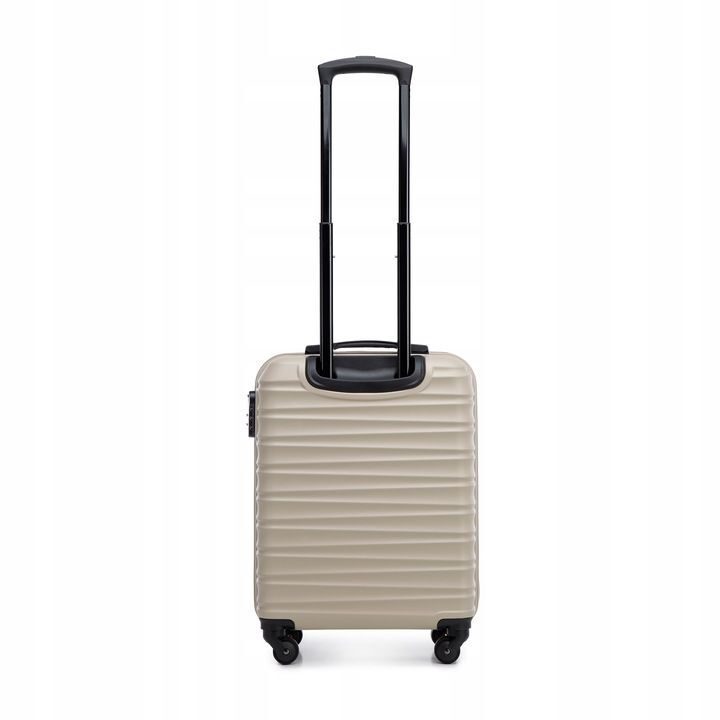 Premium Koffer Reisekoffer Bordkoffer mit Rippen ABS-Kunststoff 34l Beige