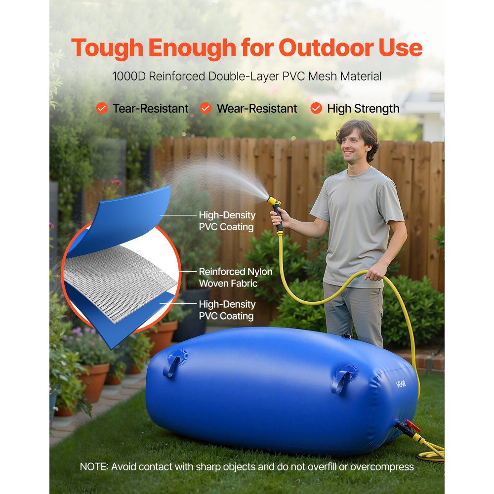 Water Storage Bladder, 330L Water Bag with Faucet, Foldable and Portable Water Bag Made of 1000D PVC, Water Storage for Irrigation System, Drought Resistance and Disasters, Blue