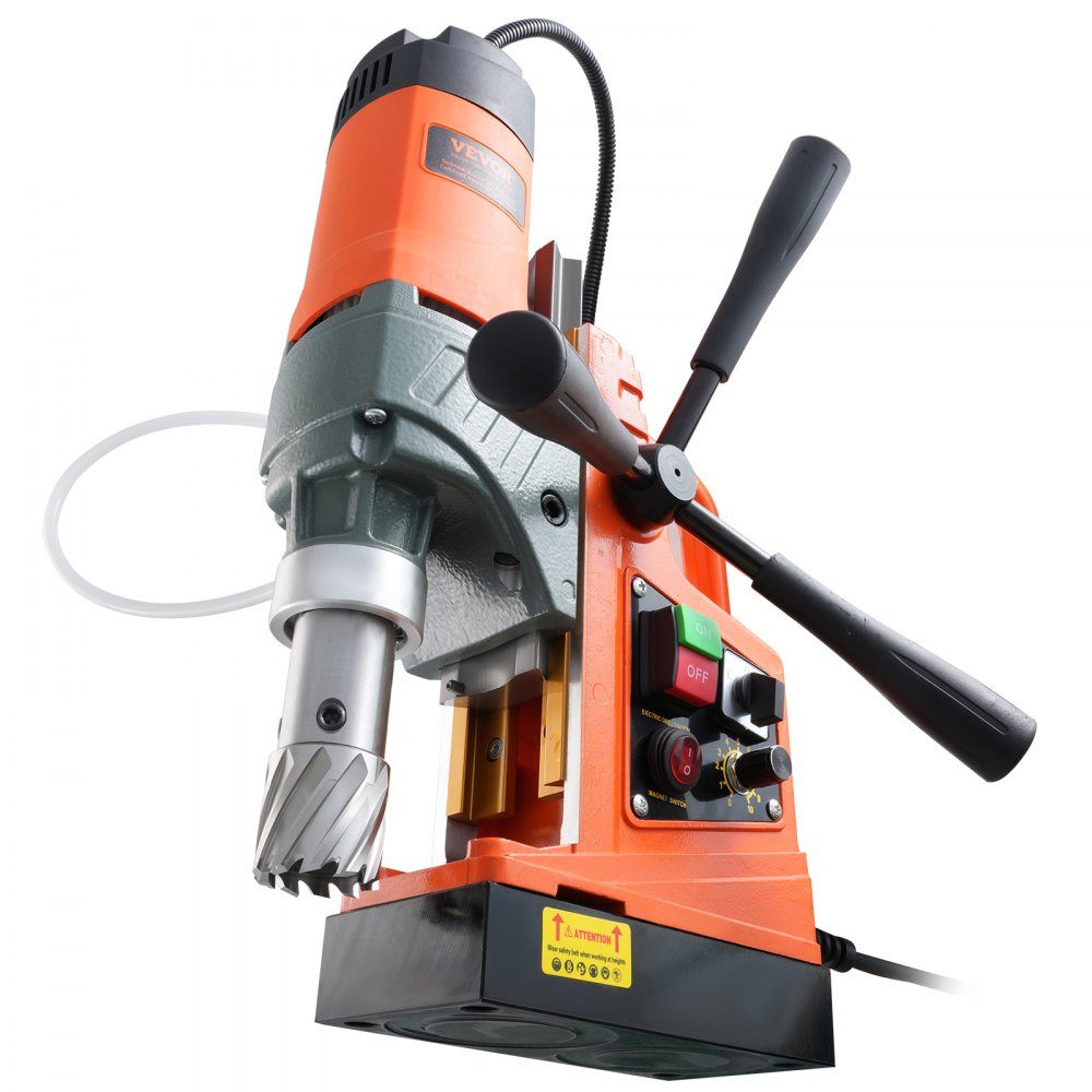 Magnetbohrmaschine, Kernbohrmaschine, 40 mm Bohrdurchmesser, 12500 N, tragbare elektrische Magnetbohrmaschine mit 2 Kernbohrern, Bohrmaschine mit variabler Geschwindigkeit für Metalloberflächen