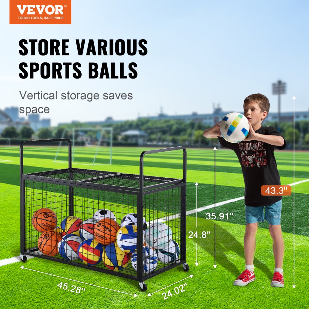 Ballenwagen Rollende wagen 1150 x 610 x 912 mm Sportballen Afsluitbare basketbalkooi Ballenkooi Indoor Outdoor Sportuitrusting Rollende stalen opslagwagen voor garages Ballenwagen Rollende wagen 1150 x 610 x 912 mm Sportballen Afsluitbare basketbalkooi Ballenkooi Indoor Outdoor Sportuitrusting Rollende stalen opslagwagen voor garages