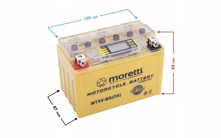 Premium AGM battery Moretti MTX9-BS YTX9-BS 8AH LCD display Premium AGM battery Moretti MTX9-BS YTX9-BS 8AH LCD display
