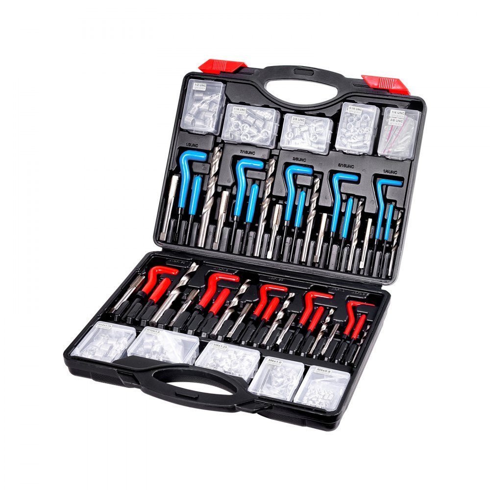 Thread Repair Thread Repair Kit Thread Repair Kit 338 Pieces SAE and Metric Helicoil Set Thread Repair Tools M5 M6 M8 M10 M12 1/4 5/16 3/8 7/16 1/2 Inch HSS Drill Bits