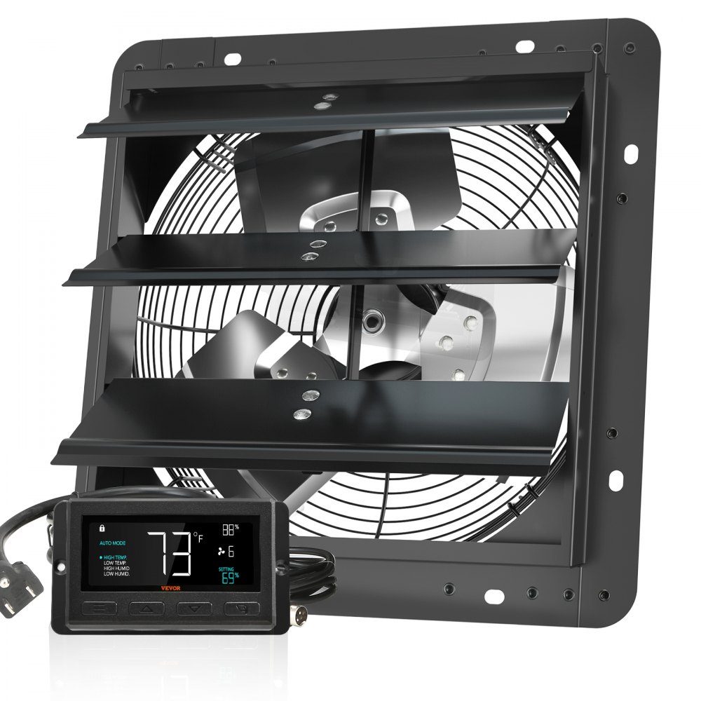 Exhaust Fan 305mm Temperature and Humidity Controller EC Motor 904 CFM Variable Speed ​​Control Wall Fan Ventilation and Cooling for Greenhouses Garages