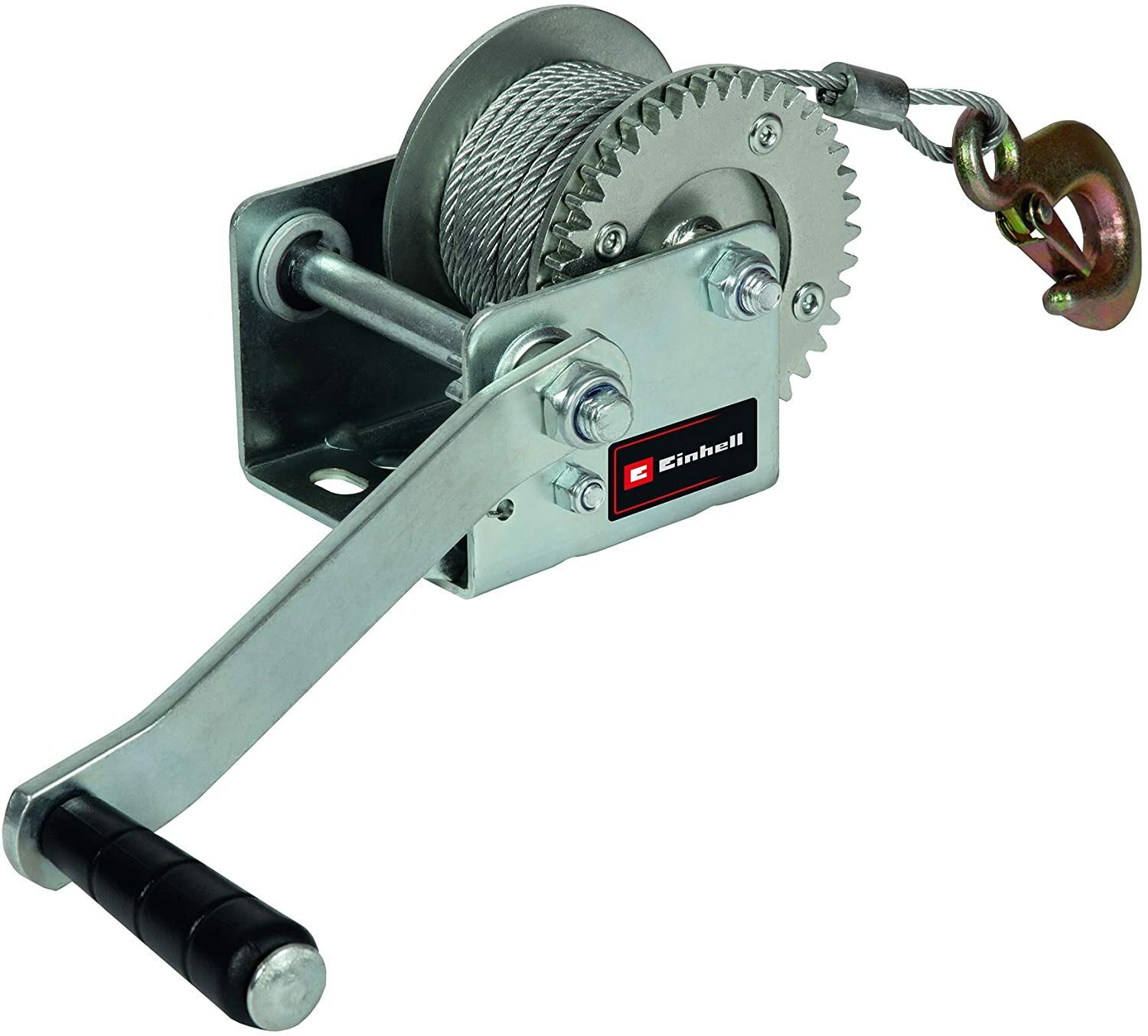 Einhell Handwinde TC-WI 500 (max. Tragfähigkeit 500 kg, 10 Meter drallfreies Drahtseil, Rücklaufsperre, Softgrip inkl. Sicherheitslasthaken mit Sicherungsklappe)