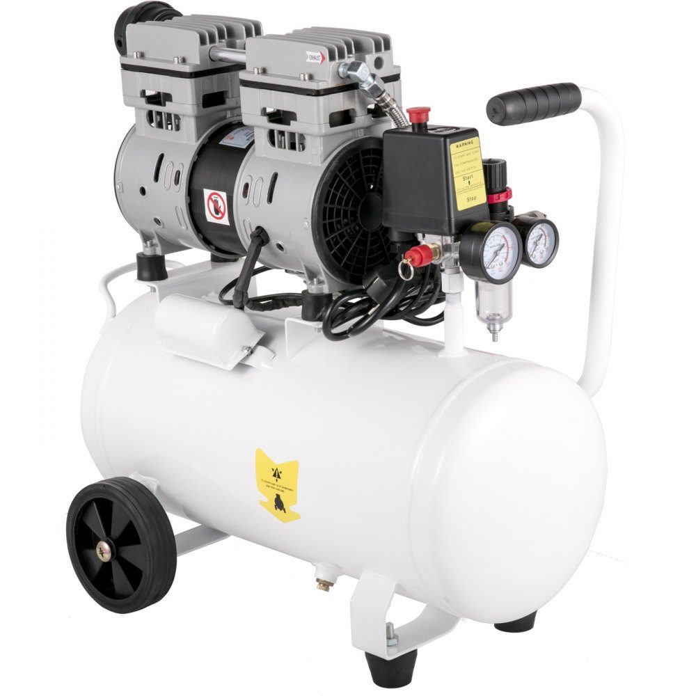 Whisper compressor 25 L, quiet oil-free compressor 750 W, oil-free air compressor 60 dB, compressed air compressor, quiet compressed air boiler 165 L/min exhaust air volume, with built-in exhaust fan