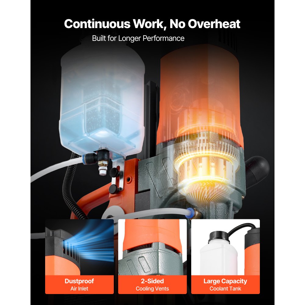 Perceuse magnétique 1400 W 50 mm de diamètre, direction réversible, perceuse magnétique pour surfaces métalliques, carottier électrique avec 11 forets pour bricolage industriel, orange Perceuse magnétique 1400 W 50 mm de diamètre, direction réversible, perceuse magnétique pour surfaces métalliques, carottier électrique avec 11 forets pour bricolage industriel, orange