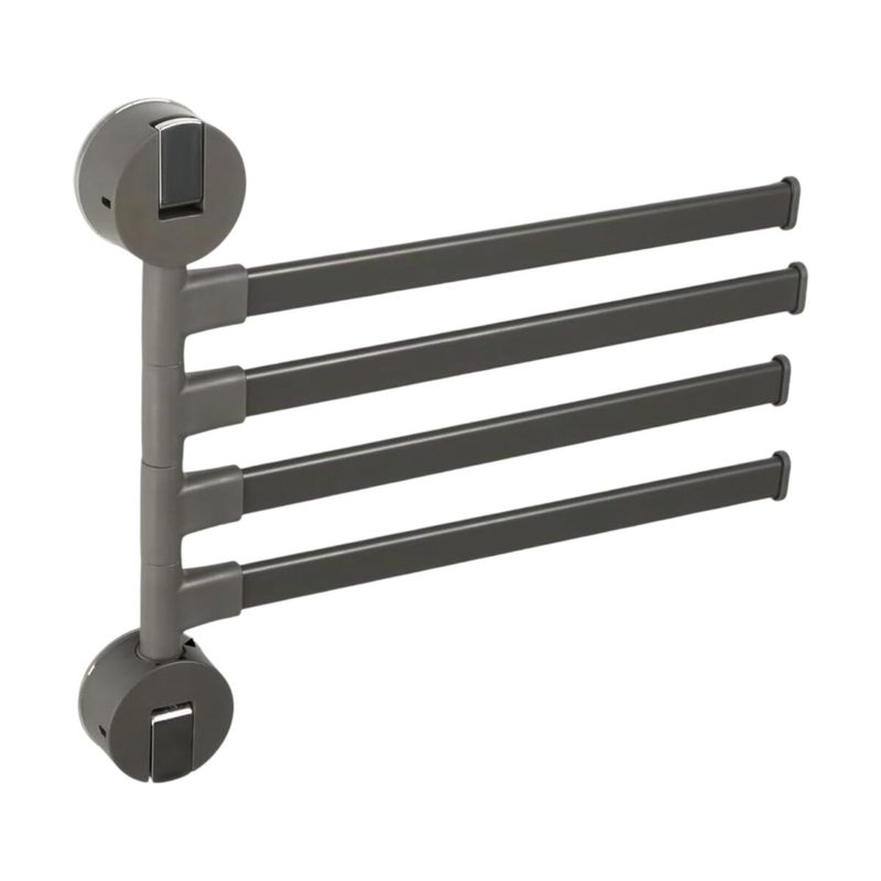 Porte-serviettes de bain Ribelli en acier inoxydable, bras pivotant à 4 bras, anthracite