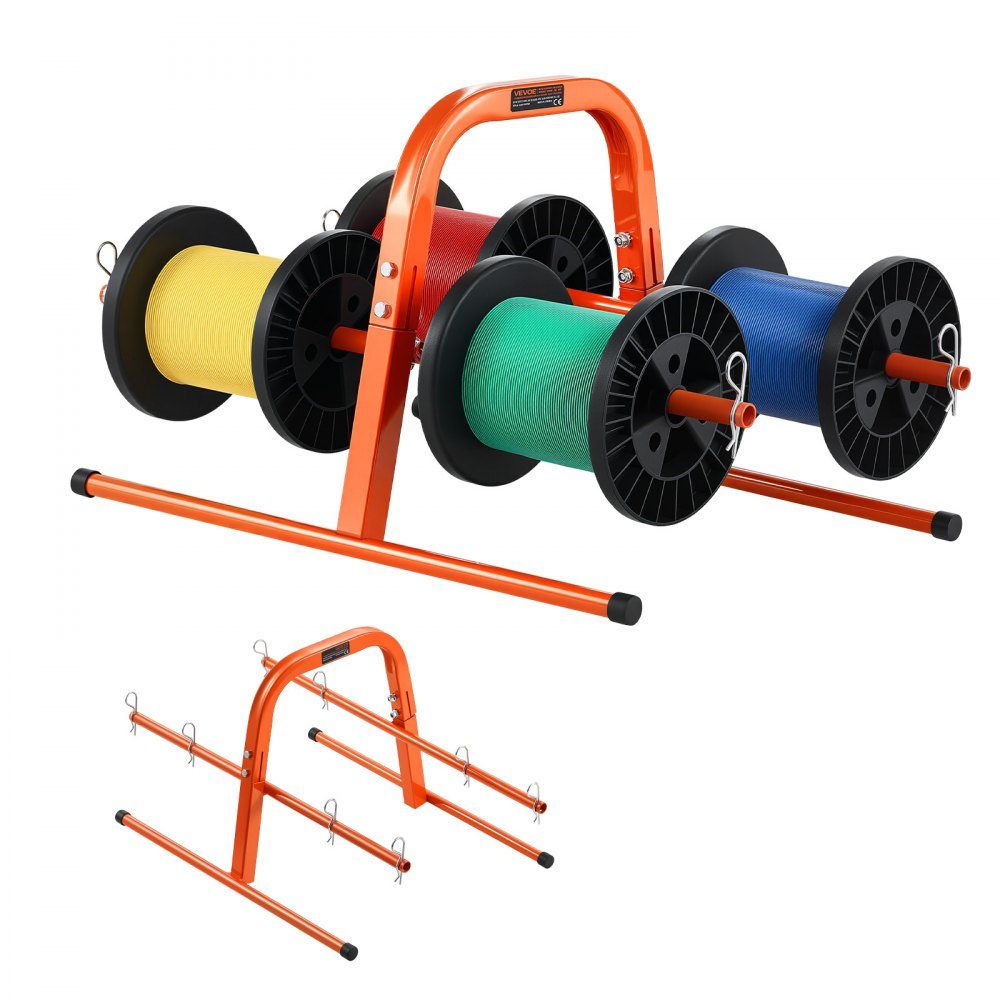 Wire Spool Holder, 45kg Capacity Manual Cable Dispenser, Tubular Steel Rack, for storing up to 8 spools with a maximum diameter of 24cm under various conditions