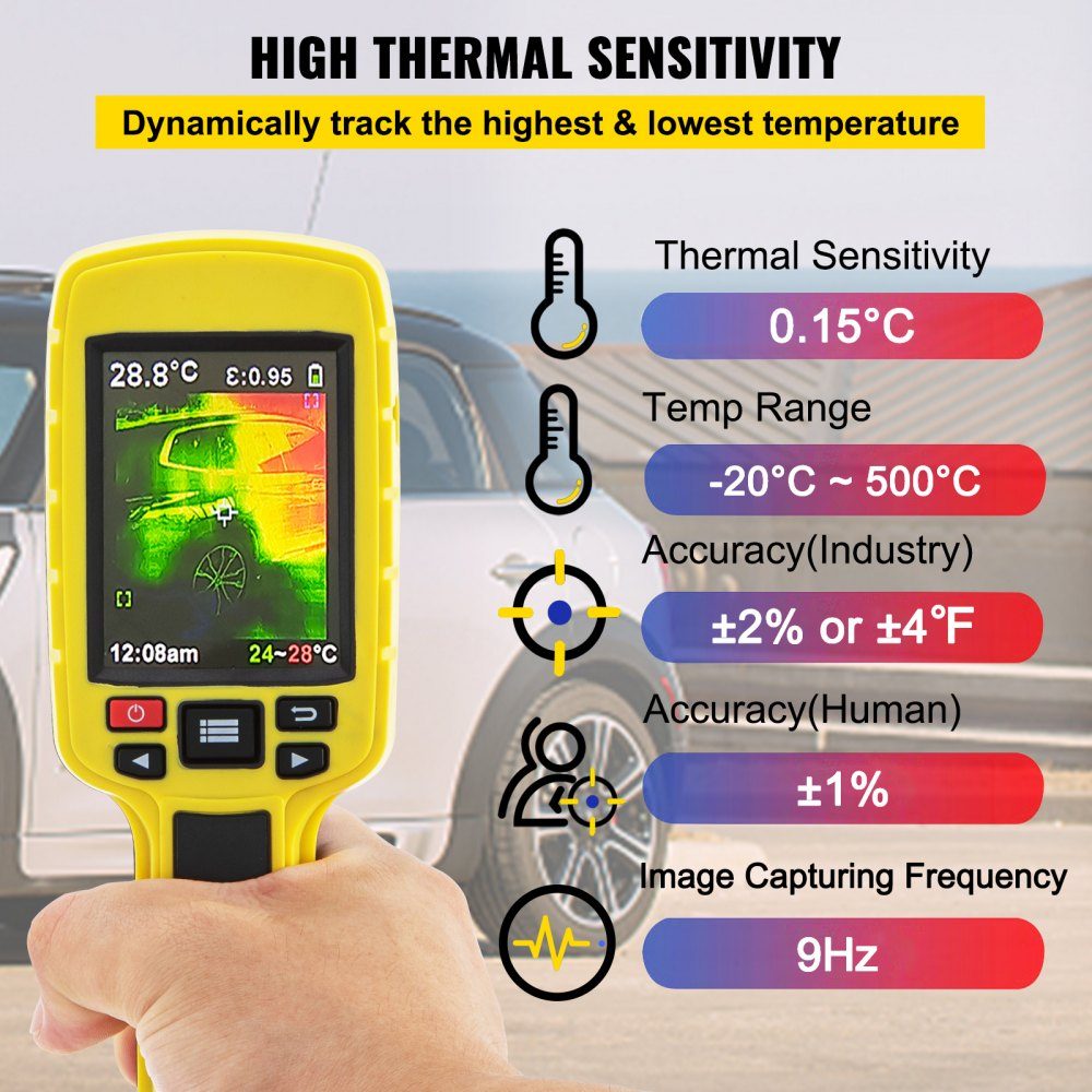 Infrarood warmtebeeldcamera 3600 pixels, IR warmtebeeldcamera USB thermografie warmtebeeldcamera Infraroodcamera met LCD-scherm, hittedetector temperatuurbeeldcamera -20°C~500°C temperatuurbereik