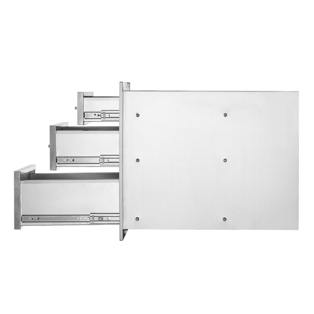 Tiroirs de cuisine d'extérieur, tiroirs de gril encastrés à triple accès en acier inoxydable avec poignée, tiroirs d'îlot de gril pour cuisines extérieures ou stations de gril de terrasse 356 x 516 x 588 mm