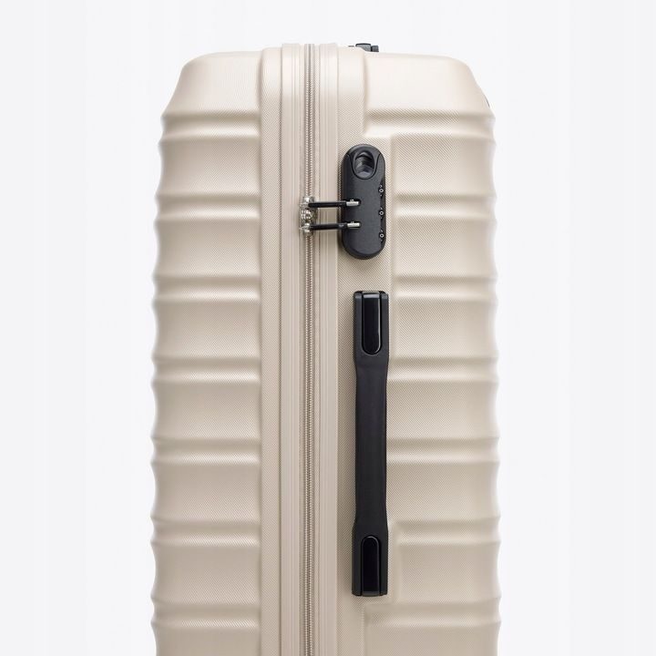 Großer Premium-Koffer Reisekoffer ABS-Kunststoff 96l mit Rippen Beige