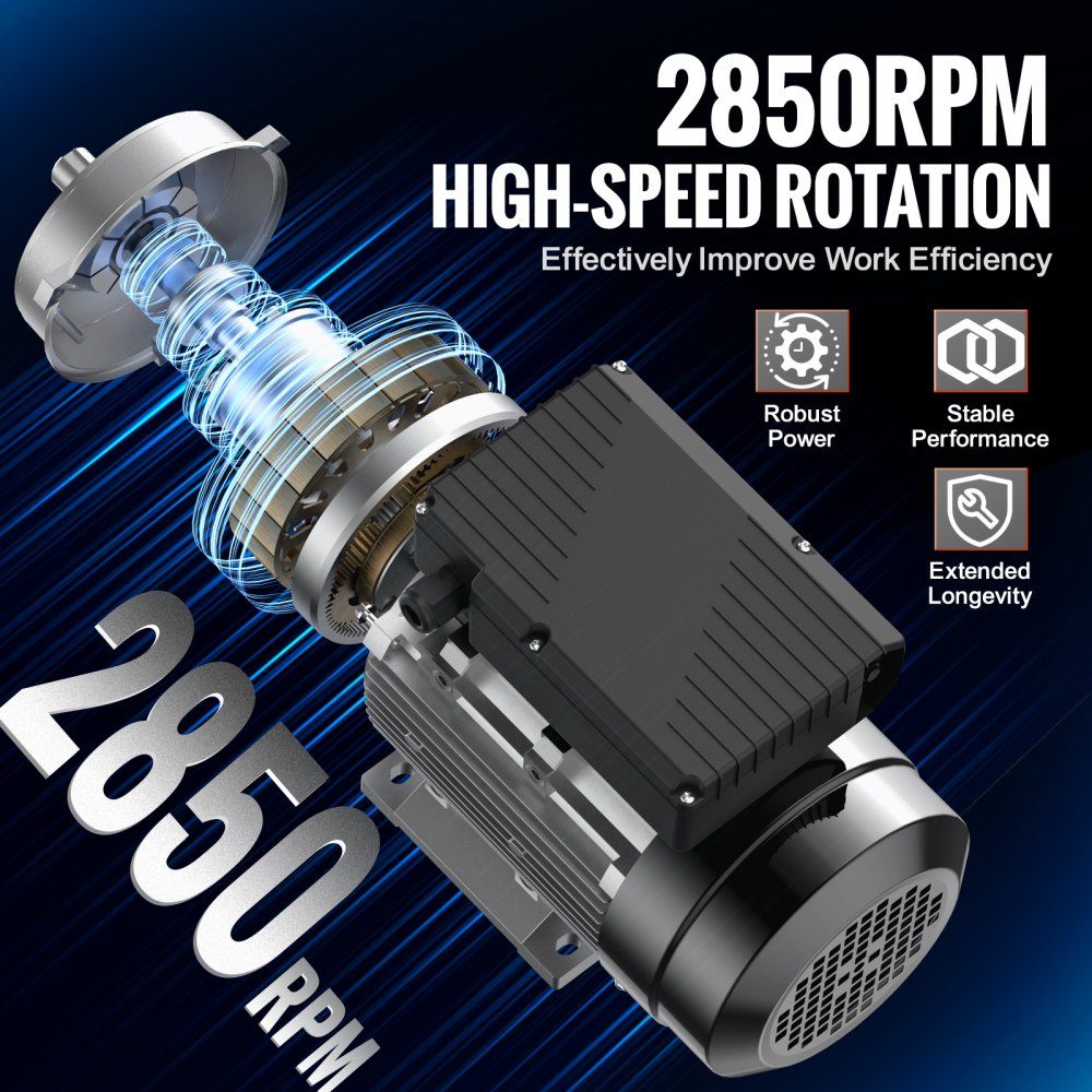 0,75 kW Elektromotor 2850 U/min AC 220–240 V 5,15 A 80 B34 Rahmen Luftkompressormotor einphasig 19 mm Keilwelle Rechts-/Linksdrehung für landwirtschaftliche Maschinen und allgemeine Geräte