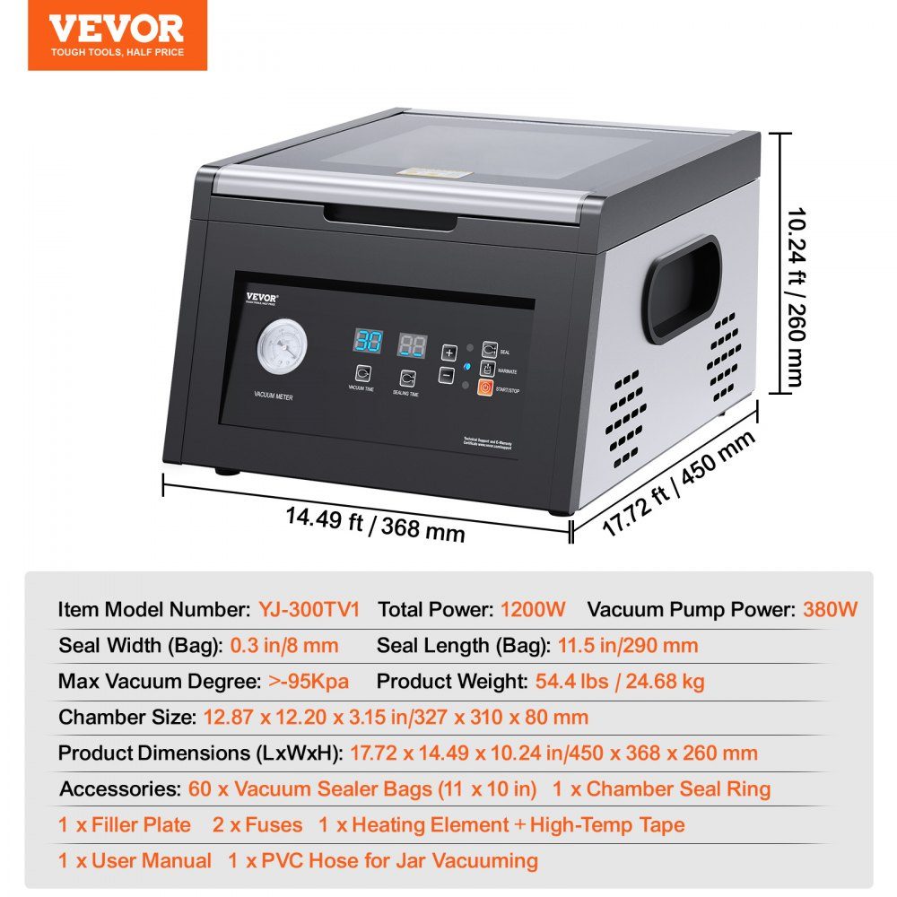 Kammer-Vakuumierer, 380 W, Nassfutter-Fleisch-Verpackungsmaschine, kompaktes Design, idealer kommerzieller Vakuumierer für den professionellen und privaten Gebrauch