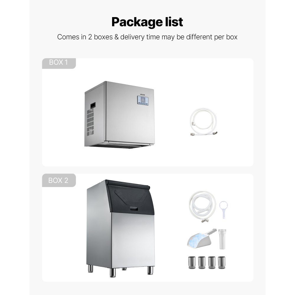 Commercial Ice Machine, 181kg/Day Ice Maker with 136kg Stainless Steel Storage Container, Automatic Self-Cleaning Ice Machine with Touch Screen for Bar, Cafe, Restaurant, Shop, Commercial