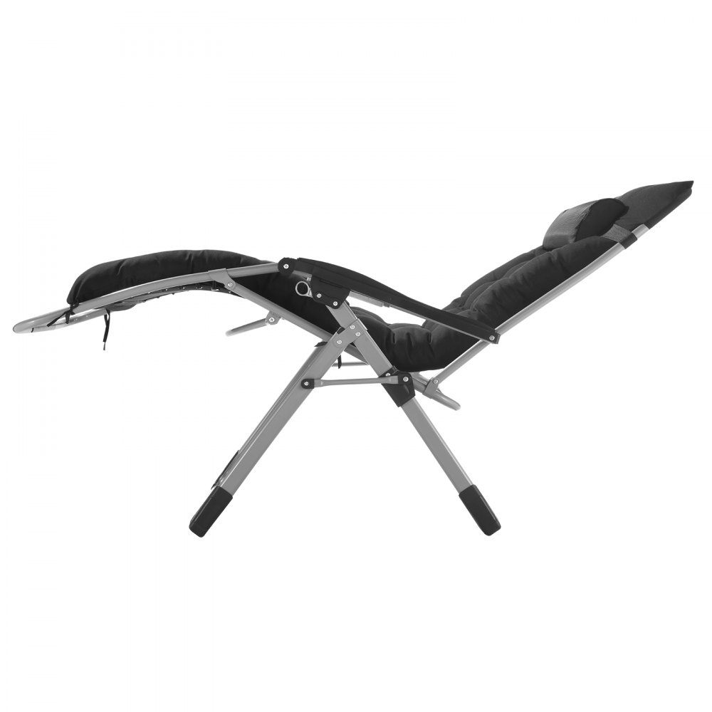Zero Gravity Chair, 33" Indoor Outdoor Zero Gravity Recliner Chair, Adjustable Anti-Gravity Chair with Pillow, Headrest, Footrest and Cup Holder, 500 Pounds, Black