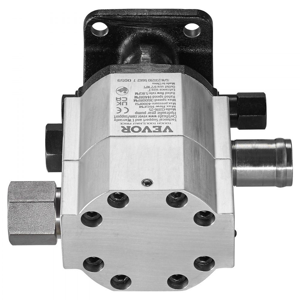 Hydraulische Holzspalterpumpe, 60 l/min, 2-stufig, 276 bar, Holzspalterpumpe, 1 Zoll Einlass, 1/2 Zoll NPT-Auslass, 3600 U/min, hydraulische Aluminium-Zahnradpumpe für Holzspalter mit kleinem Motor, Schneepflug