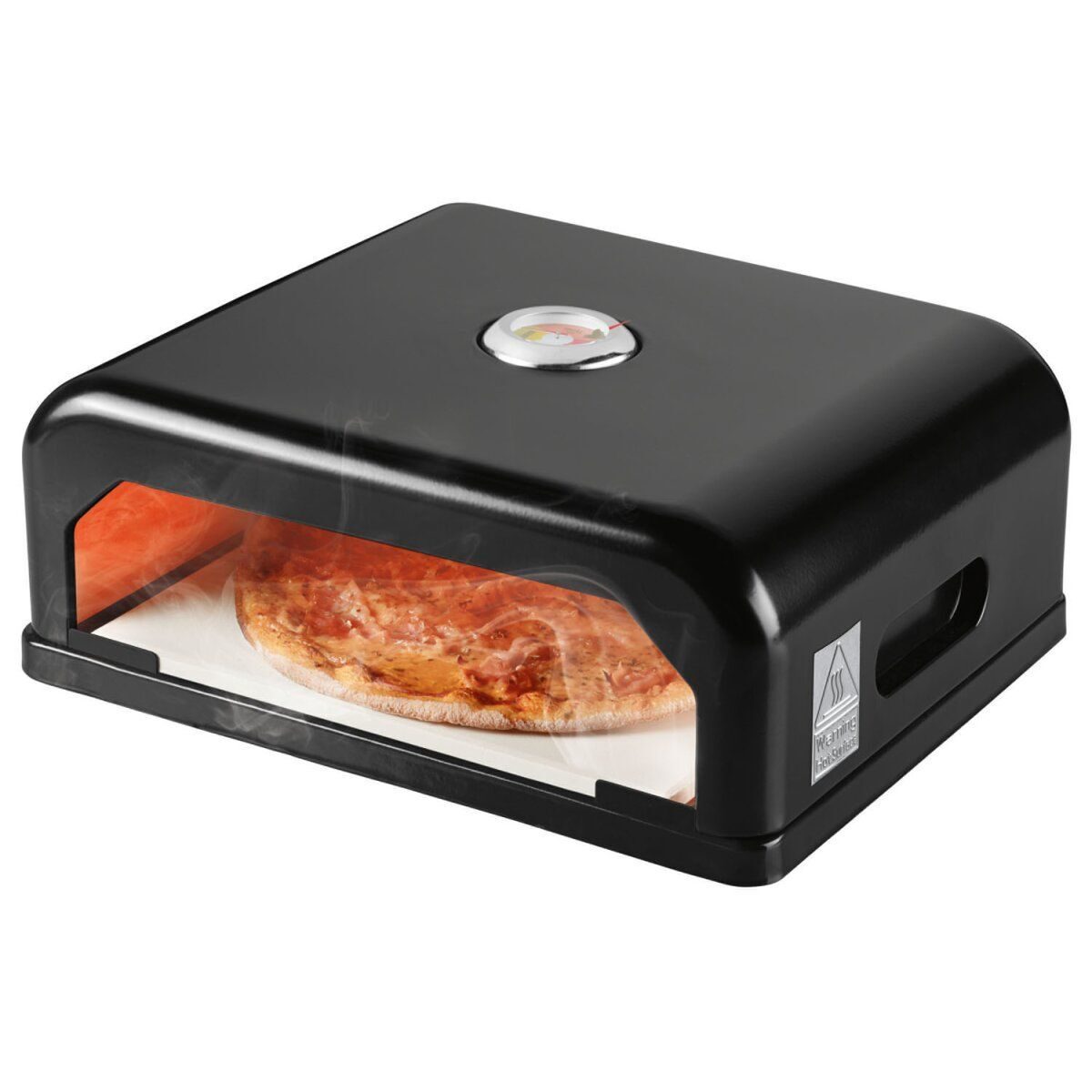 Pizzaovengrillopzetstuk, geëmailleerd, met thermostaat