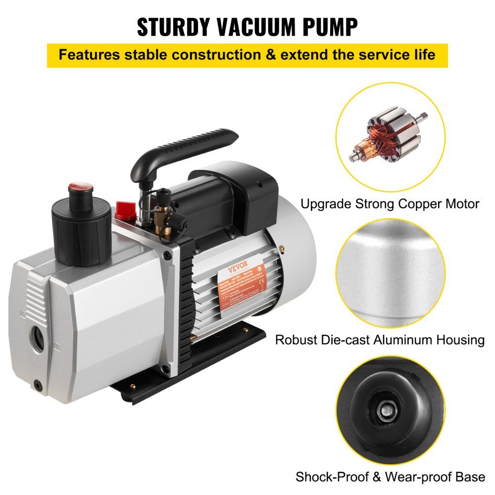 Vacuum Pump 8CFM 3/4HP Two Stage Air Conditioner Vacuum Pump 220V 0.3PA Ultimate Vacuum Refrigerant HVAC Tool for Car Repair Vacuum Evacuation