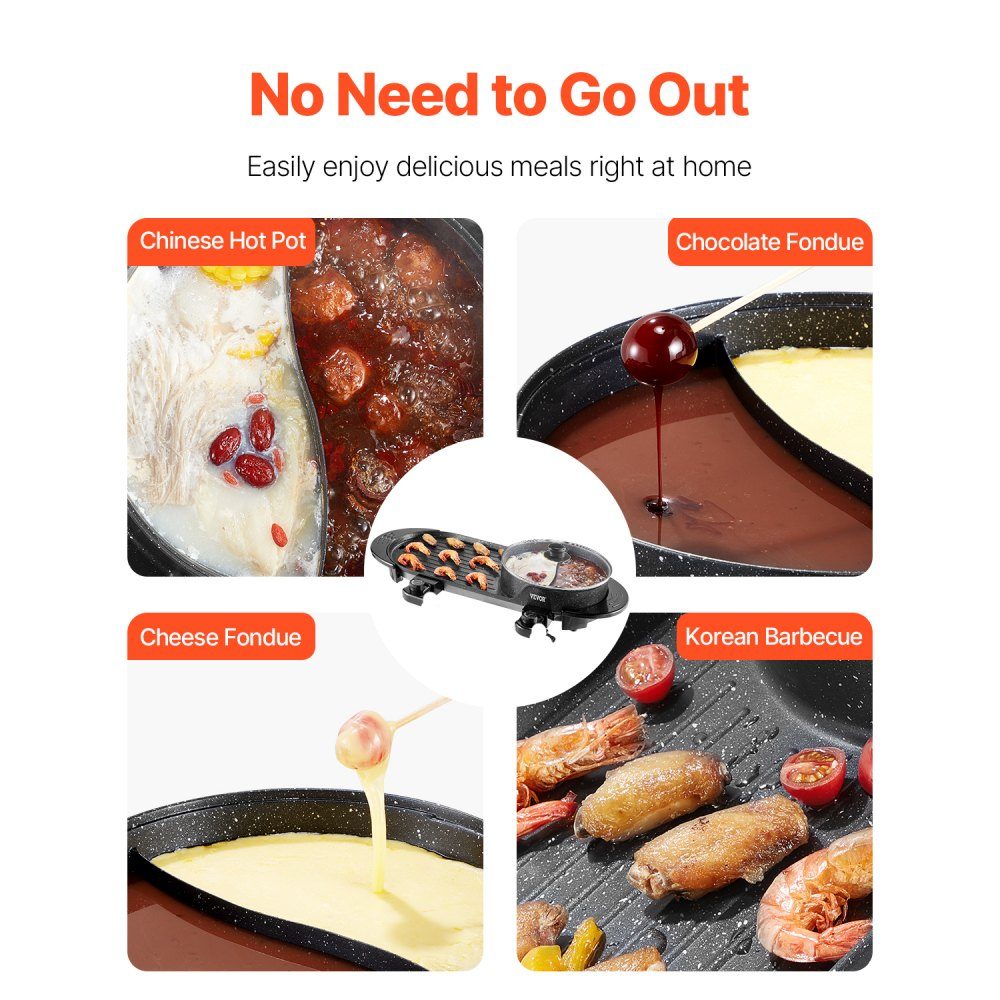 Hot Pot with Grill, 2200W 2-in-1 Electric Smokeless Grill and Hot Pot, Korean BBQ Shabu Dutch Oven with Separate Dual Temperature Control and Non-Stick Pans