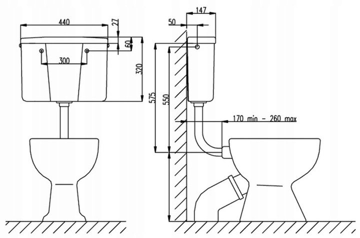 Réservoir de toilettes LOWER FLUSH START STOP COMPACT SET