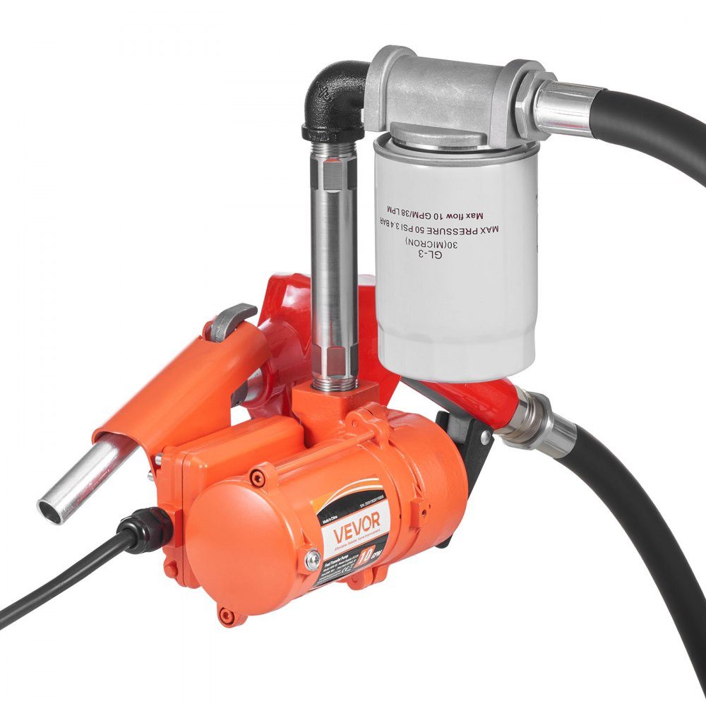 Kraftstoffpumpe, 12 V DC, 37 l/min, Dieselpumpen-Set mit automatischer Abschaltdüse, Förderschlauch, Überhitzungsschutz, Stromkabel, explosionsgeschützt, für Benzin, Diesel und Kerosin