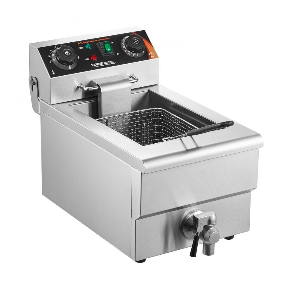 Commercial Deep Fryer, 1500W Electric Deep Fryer with Basket, 9L Stainless Steel Deep Fryer with Time and Temperature Control, Overheat Protection, Deep Fryer for Kitchen, Restaurant, Cafe, Bar