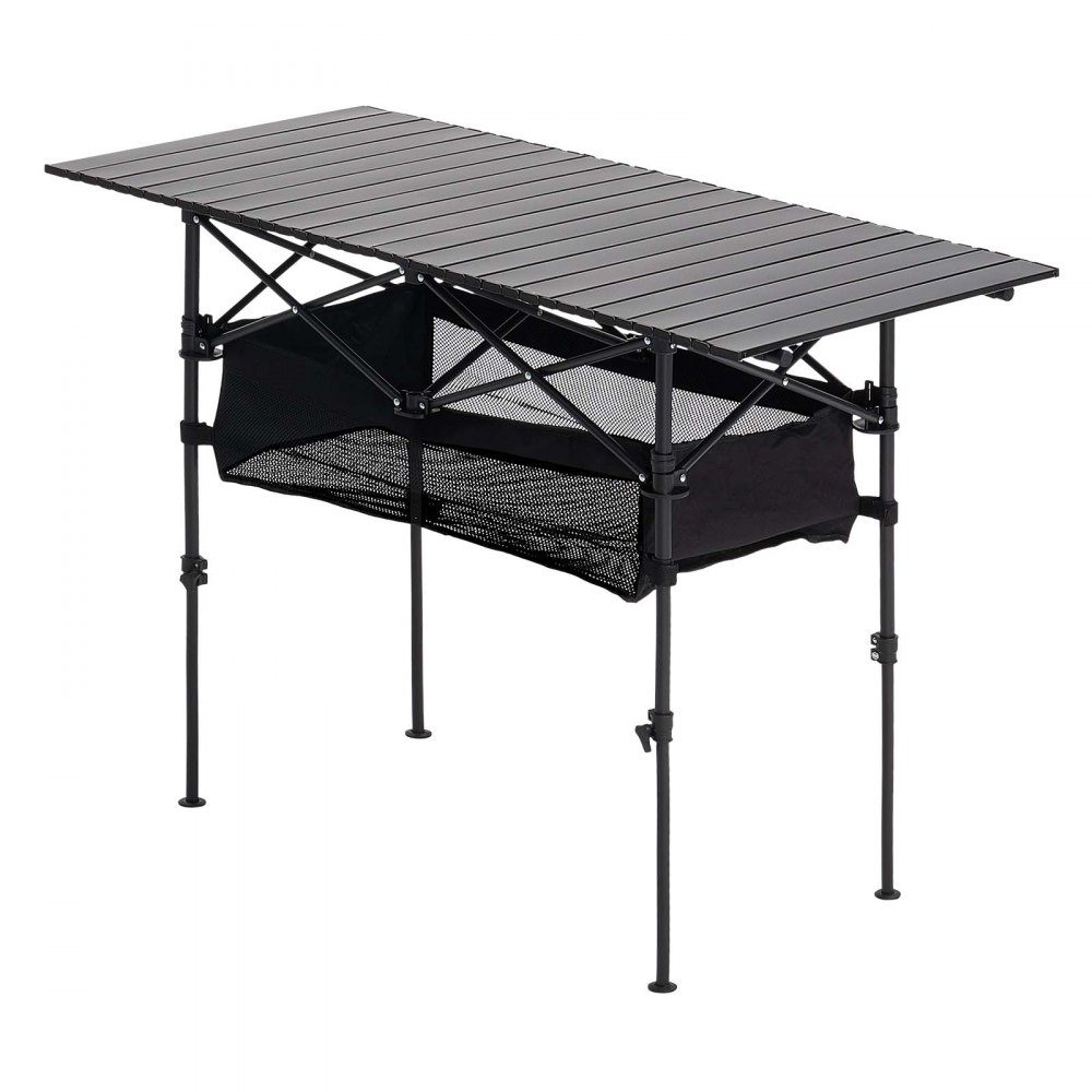 Klaptafel buffettafel draagbare universele tafel 120 cm, rechthoekige aluminium tafel (voor 4-6 personen) met verstelbare hoogte & draagtas, tuintafel campingtafel voor feestjes picknick zwart