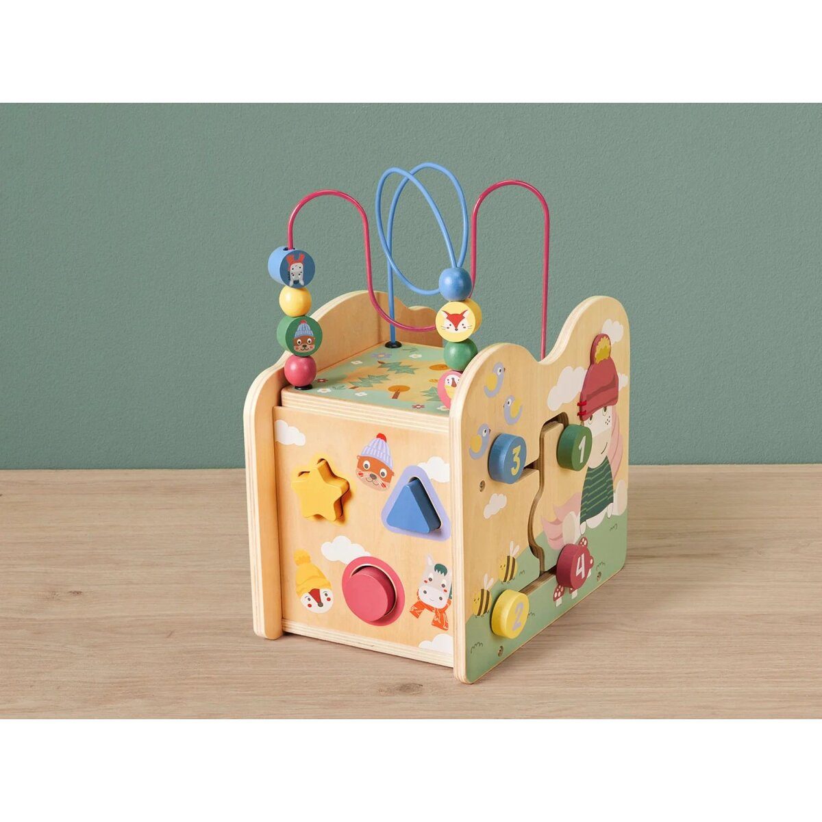 lupilu® push cart / motor skills cube, made of wood (motor skills cube)