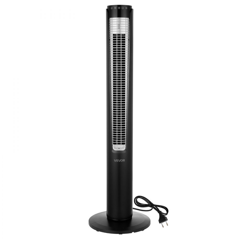 Torenventilator van 60 W, kolomventilator van 107 cm met 3 snelheden, 4 modi, 12-uurs timer, 70 ° oscillerende ventilator met afstandsbediening, stille voetstukventilator voor slaapkamer, kantoor, zwart