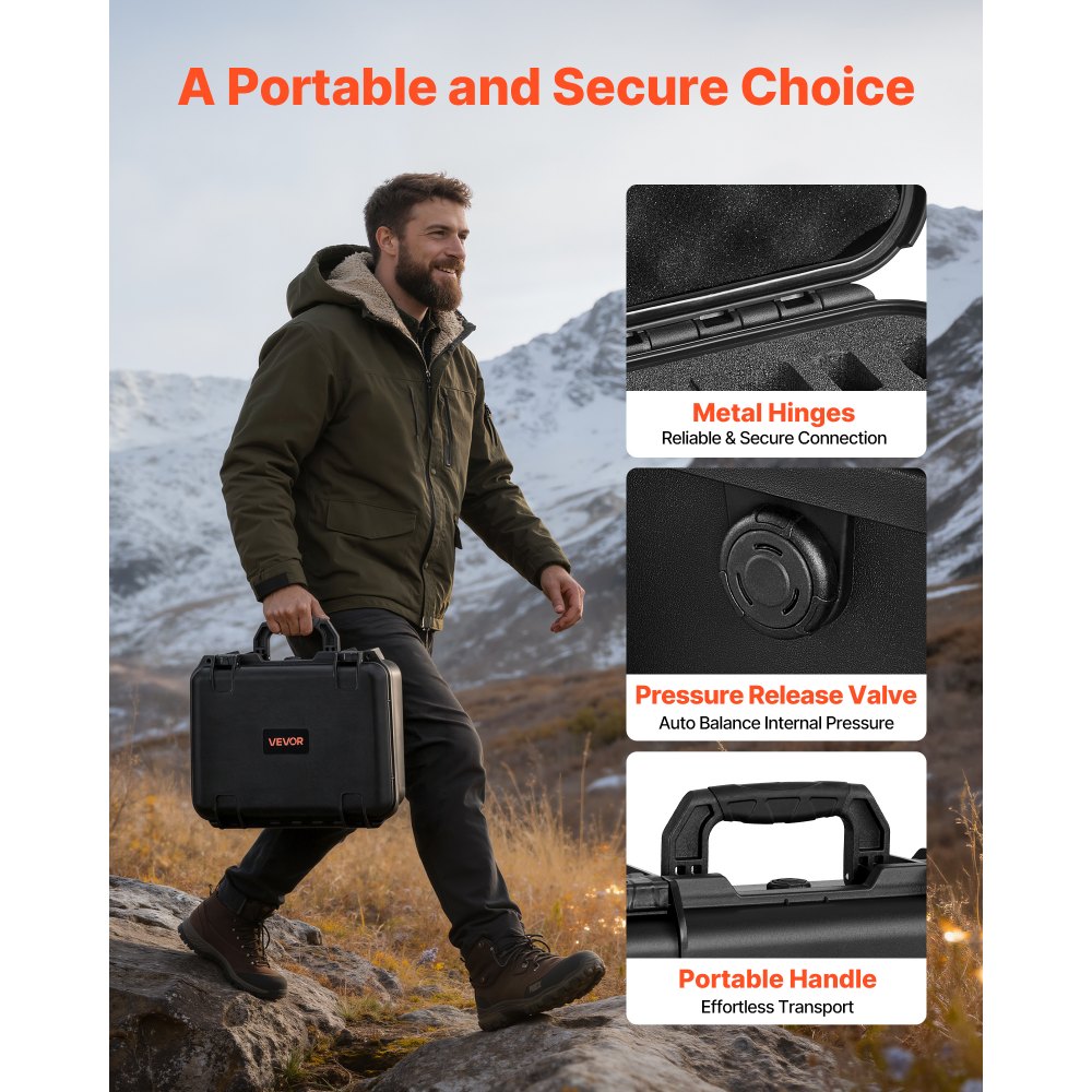 Harde koffer voor 4 pistolen, pistoolkoffer met XPE-schuiminzet 404x319x192 mm, waterdichte pistoolkoffer met verstelbare binnenkant en draaggreep, voor pistoollenzen camera Harde koffer voor 4 pistolen, pistoolkoffer met XPE-schuiminzet 404x319x192 mm, waterdichte pistoolkoffer met verstelbare binnenkant en draaggreep, voor pistoollenzen camera