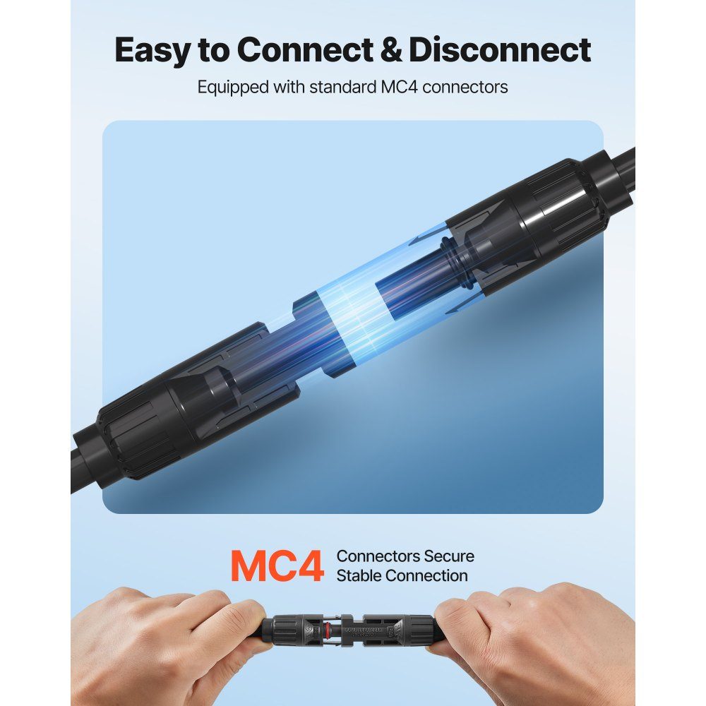 Rallonge de câble solaire 19,9 m noir et 19,9 m rouge 10 AWG Câble d'extension solaire avec connecteurs MC4, câble en cuivre étamé étanche IP67, câble solaire pour systèmes photovoltaïques