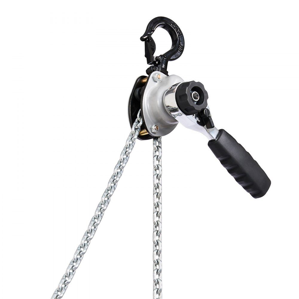 Mini Lever Hoist, 1/2 Ton Capacity Hand Chain Hoist, 3m Stroke, G80 Steel Alloy Chain with Mechanical Double Pawl Brake, Chain Hoist with 360° Swivel Hooks, for Warehouse, Construction, Garage