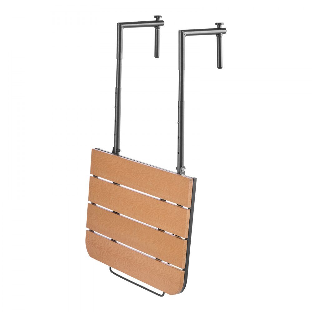 Balkontisch, 595 x 400 mm, klappbarer Balkon-Hängetisch, Klapptisch für Außengeländer, 4 Ebenen verstellbar, passend für Geländer von 2,54 bis 21 cm, Serviertisch für Terrasse und Deck
