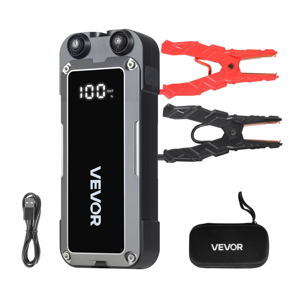 Banque d'alimentation de démarrage, courant de crête de 4 000 A avec lampe de poche LED et câble pour moteurs jusqu'à 10 L d'essence/8 L de diesel, booster portable avec charge rapide et protection de sécurité en cas d'urgence Banque d'alimentation de démarrage, courant de crête de 4 000 A avec lampe de poche LED et câble pour moteurs jusqu'à 10 L d'essence/8 L de diesel, booster portable avec charge rapide et protection de sécurité en cas d'urgence
