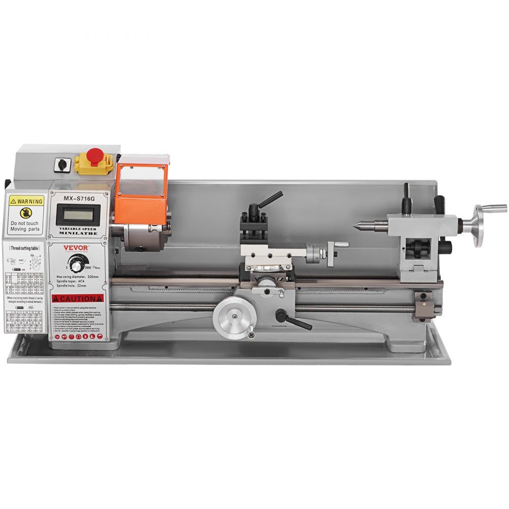 Metalldrehmaschine 17,8 x 40,6 cm Drehmaschine Metall 50–2500 U/min Tischdrehmaschine Tischdrehmaschine 800 W 9 x metrisches (von 0,5 bis 3 mm) 10 x zölliges (von 10 bis 44 TPI) Gewinde MT5 Spindelkegel