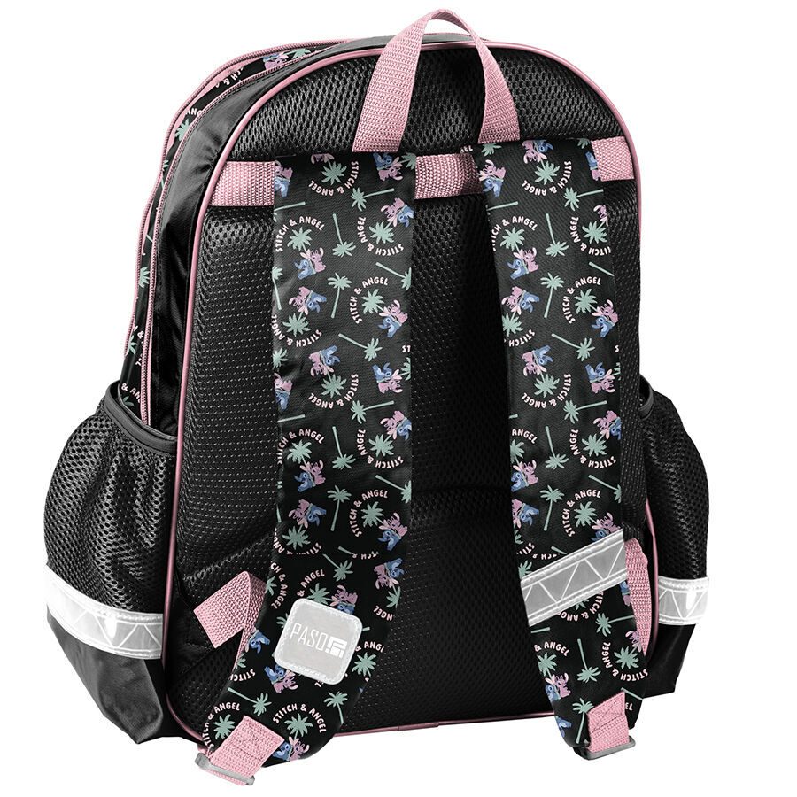 Zwarte schoolrugzak Samen Stitch en Angel