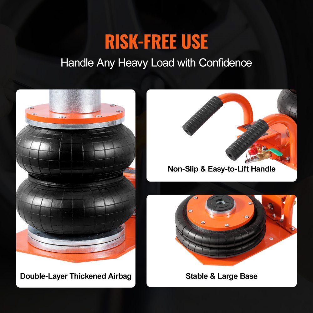 Pneumatic car jack Air Jack adjustable 3 t with raised column, easy to lift and space-saving car jack with thick rubber pad and short handle, for sedan SUV pickup
