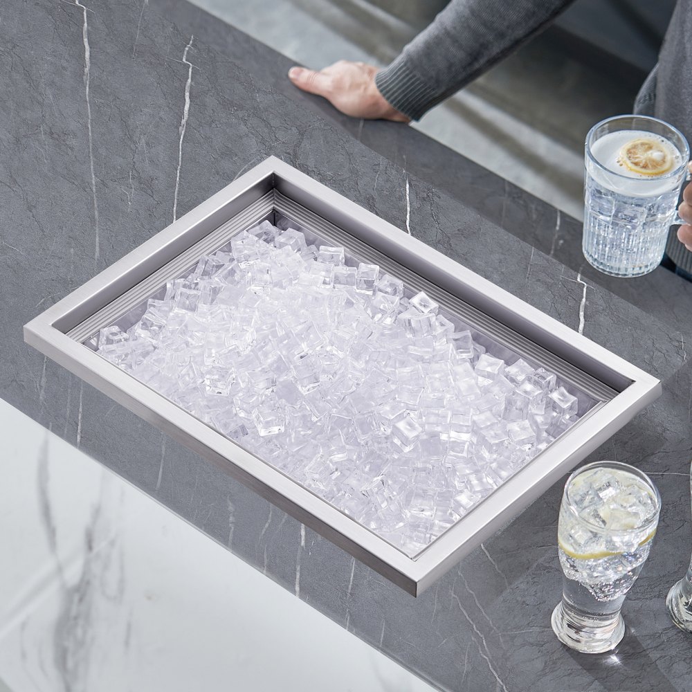 Drop-in-Eisbox, 30,25 l Edelstahl-Eiskühler, 508 x 355 x 308 mm großer kommerzieller Eisbehälter mit Abdeckung, integrierter Eisaufbewahrungsbox, Abflussrohr und Abflussstopfen im Lieferumfang enthalten Drop-in-Eisbox, 30,25 l Edelstahl-Eiskühler, 508 x 355 x 308 mm großer kommerzieller Eisbehälter mit Abdeckung, integrierter Eisaufbewahrungsbox, Abflussrohr und Abflussstopfen im Lieferumfang enthalten