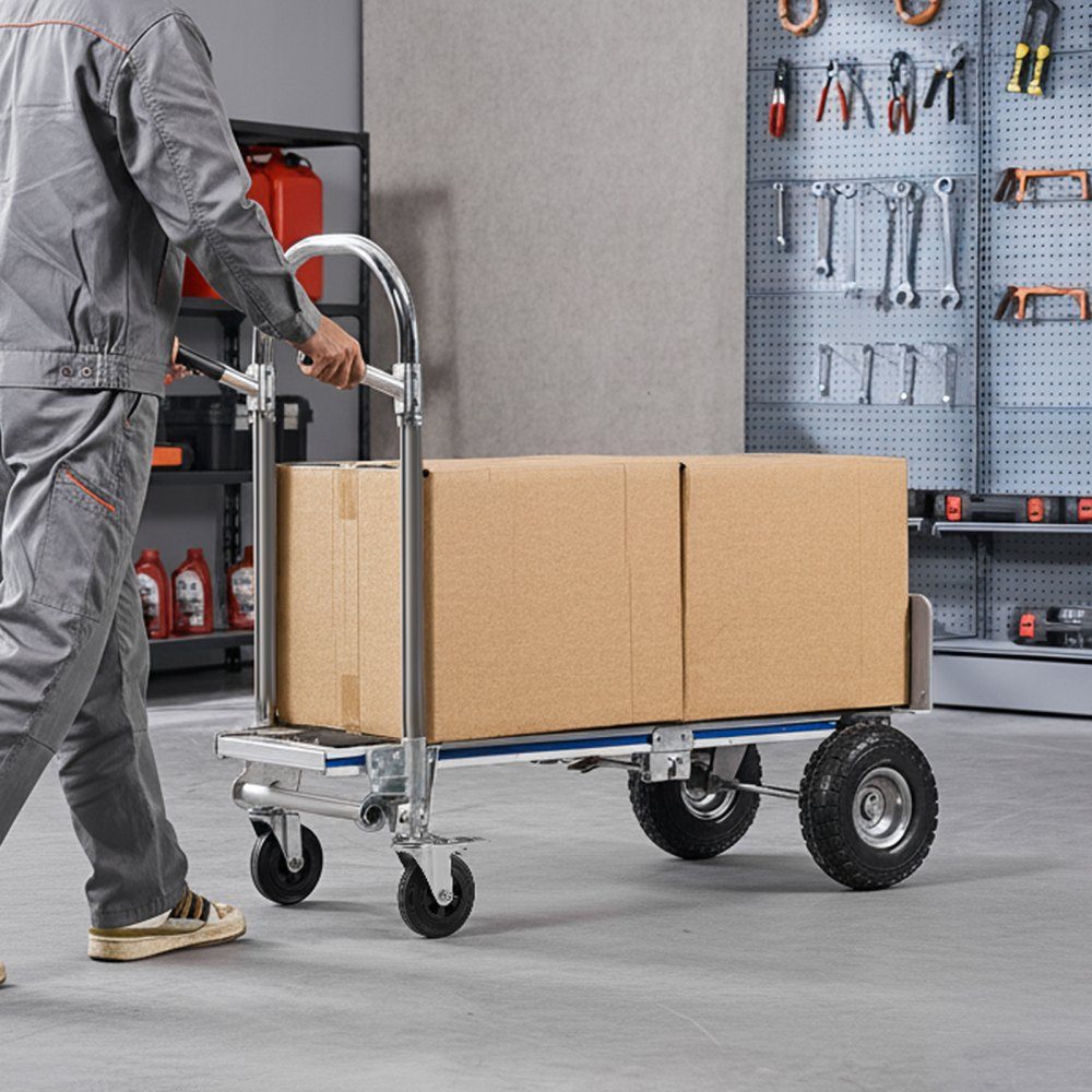 2 in 1 steekwagen 454 kg transportwagen met 4 wielen Converteerbare platformwagen met antisliphandgreep Draagbare steekwagenwagen voor het verplaatsen van kantoor, magazijn, supermarkt