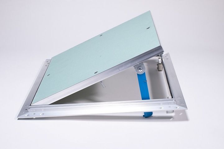 Luk inspekcyjny KNAUF Drzwi inspekcyjne 30x30cm wykonane z klapy rewizyjnej z płyty gipsowo-kartonowej Luk inspekcyjny KNAUF Drzwi inspekcyjne 30x30cm wykonane z klapy rewizyjnej z płyty gipsowo-kartonowej
