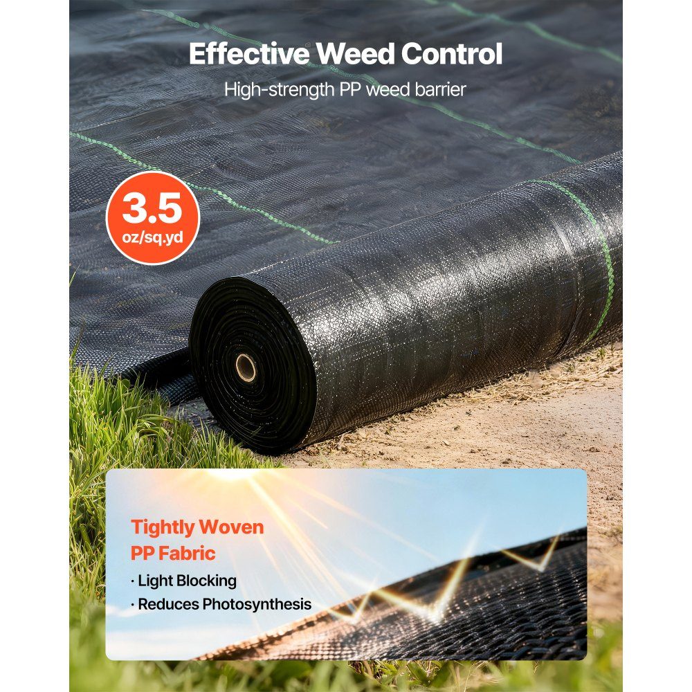 Unkrautvlies 4x35,1 m Gartenvlies 100 g/㎡, Unkrautmatte auf Rolle aus Polypropylen, Unkrautfolie mit hoher Belüftungsdrainage, Wurzelsperre gegen Unkraut für den Gewächshausanbau, schwarz