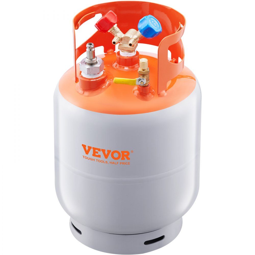 Koudemiddelopvangtank met een capaciteit van 30 lb, AC-opvangtank met ¼ tot ½ adapter, HVAC-opvangtank voor alle koudemiddelen, met sporen van N₂
