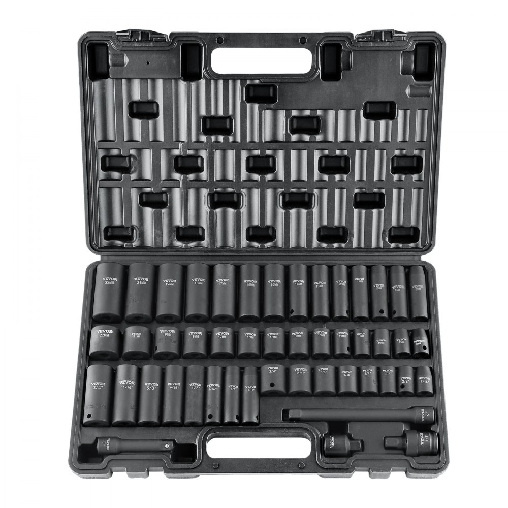 Jeu de douilles professionnel en acier allié CR-V Jeu de 48 douilles Clé à chocs à douilles de profondeur 8-22 mm, clé à douille HRC 42-48 avec mallette à outils, extracteur de vis métrique Jeu de douilles professionnel en acier allié CR-V Jeu de 48 douilles Clé à chocs à douilles de profondeur 8-22 mm, clé à douille HRC 42-48 avec mallette à outils, extracteur de vis métrique