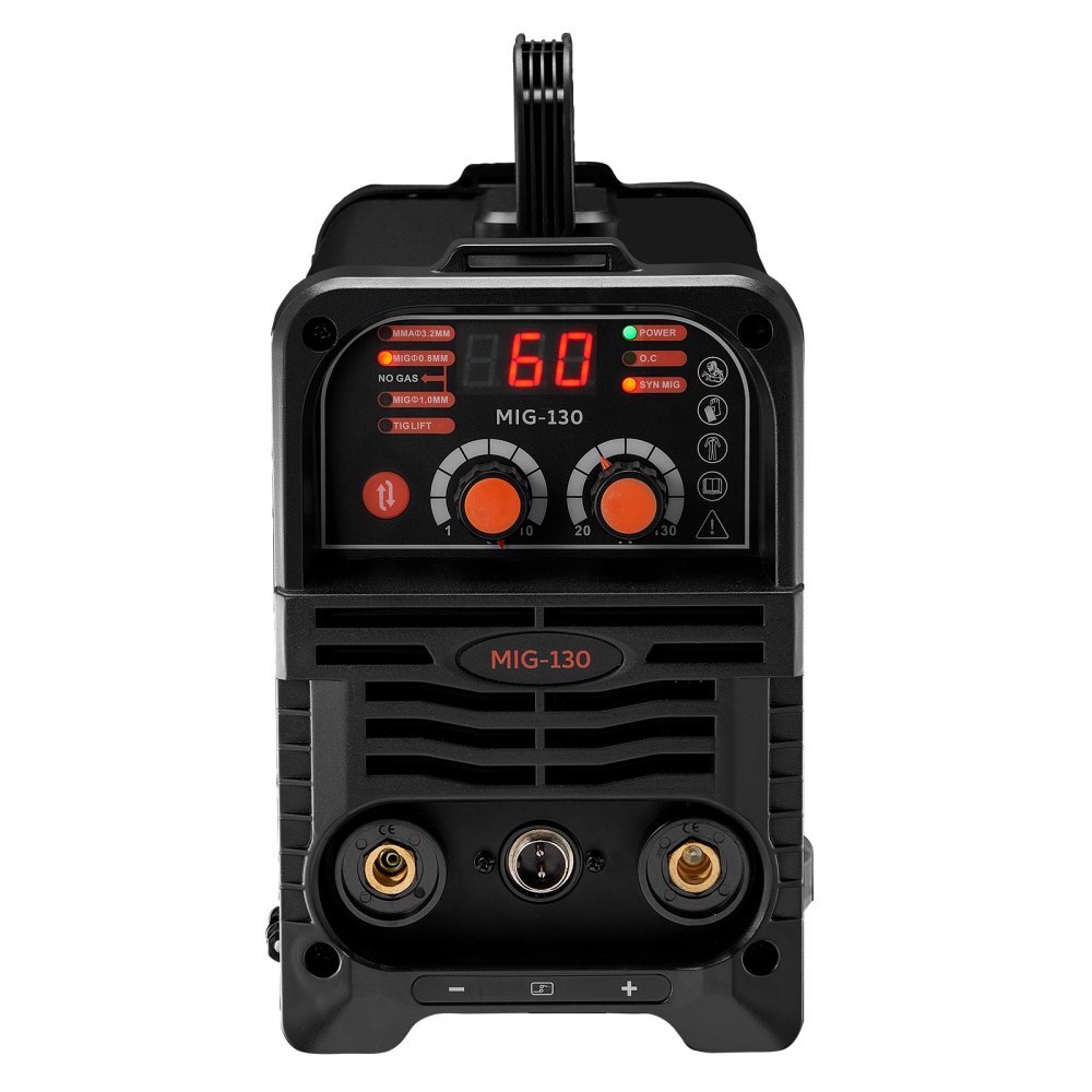 MIG Welder, 130A Synergic MIG Welding Machine, 3 in 1 Flux Core MIG/MMA/Lift TIG Multi-Process Welder, Welder with IGBT Inverter Technology and Digital Display Screen
