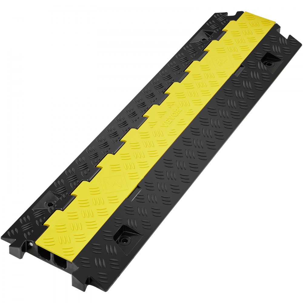 Kabelbeschermingsmat kabelgoot zwart buitenkabelgoot 91,8x25x4,3 cm 1x kabelbrug overloopbeveiliging kabelslangbrug 2 kanalen 10000KG oprijplaat