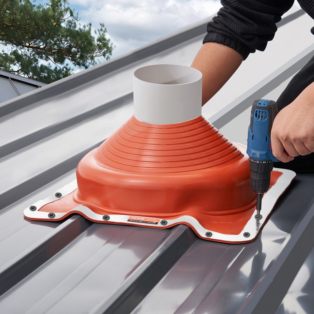 2 stuks buismanchet, geschikt voor buisbuitendiameter 170-355 mm, siliconen dakdoorvoer, dakafdichtingsflens -74℃-225℃, metalen basis, voor schoorsteen, houtkachel en ventilatiebuizen voor buiten