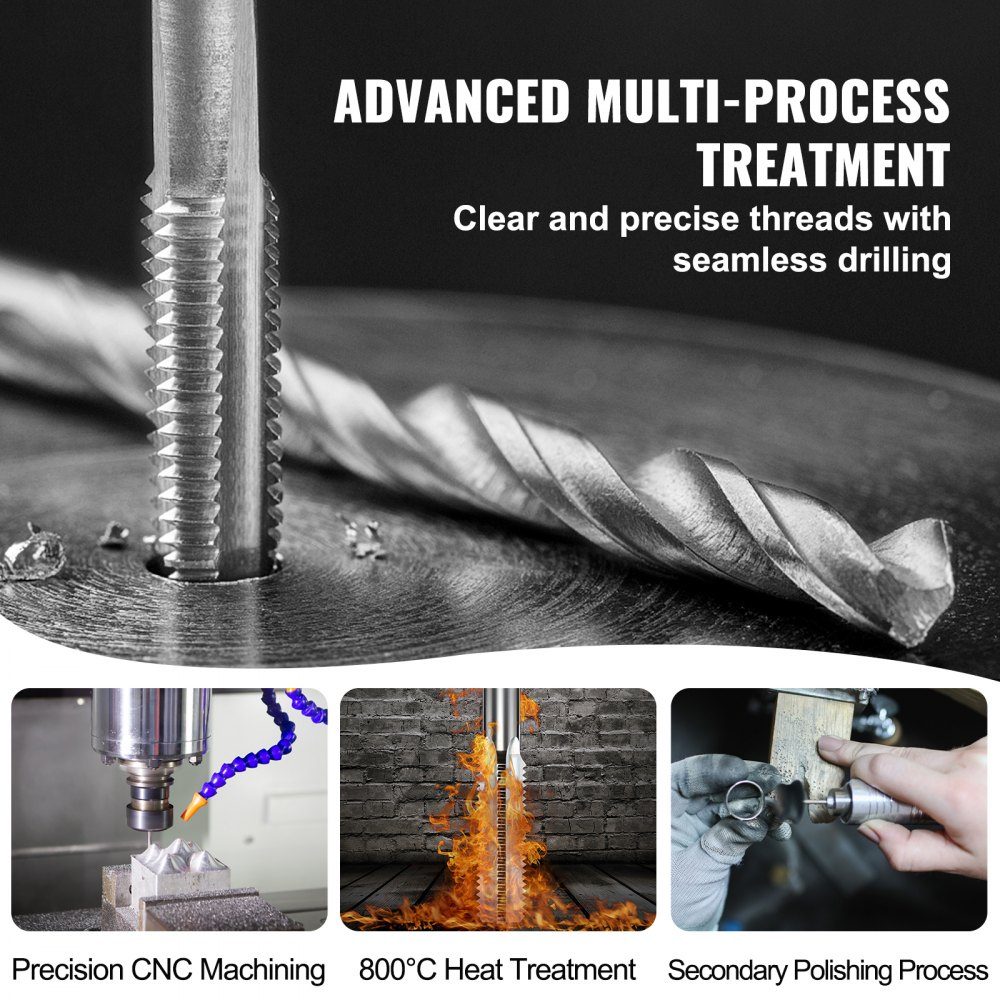 Tap machine tap 116 pieces, core hole drill thread cutting set bearing steel machine tap incl. 51 x taps, 51 x punching dies, metric/imperial