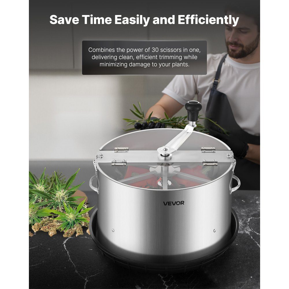 Harvester, 16" Leaf Cutter, Bud Cutter with Stainless Steel Blades, Wet & Dry Hydroponic Cutting Machine with Tray, Leaf Bowl Trimmer for Plant Buds & Flowers
